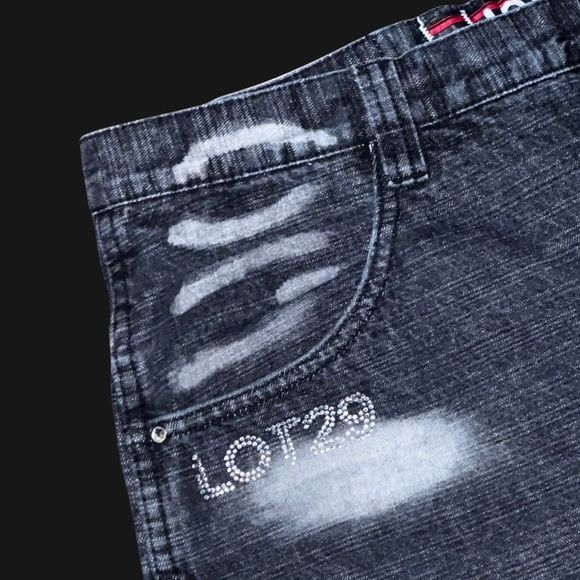 Vintage Lot 29 Black Denim Bleached Jeans Size 40x31 - Picture 2 of 6